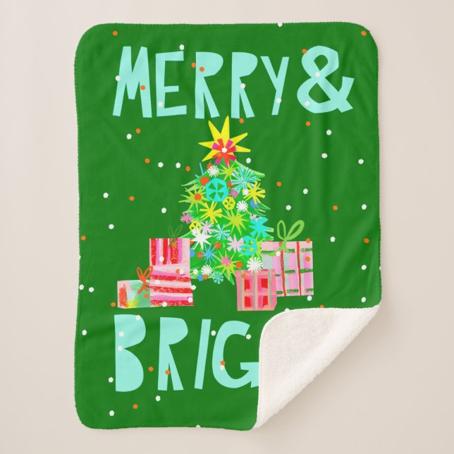Couverture Sherpa Joyeux et brillant sapin de Noël (Devant)