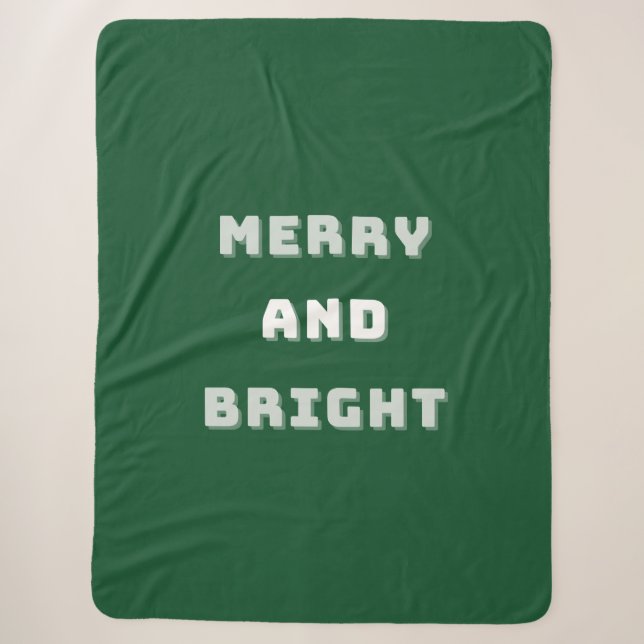 Couverture Sherpa Joyeux et lumineux, Art de Noël vert, Vacances (Devant)
