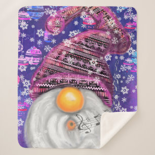 Couverture Sherpa Joyeux Gnome En Casquette Violet Chante Une Chanso