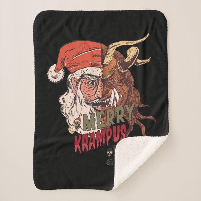 Couverture Sherpa Joyeux Krampus effrayant Père Noël Horreur Noël (Devant)