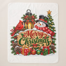 Joyeux Noël Cardinal Bonhomme de Neige Lanterne Fê