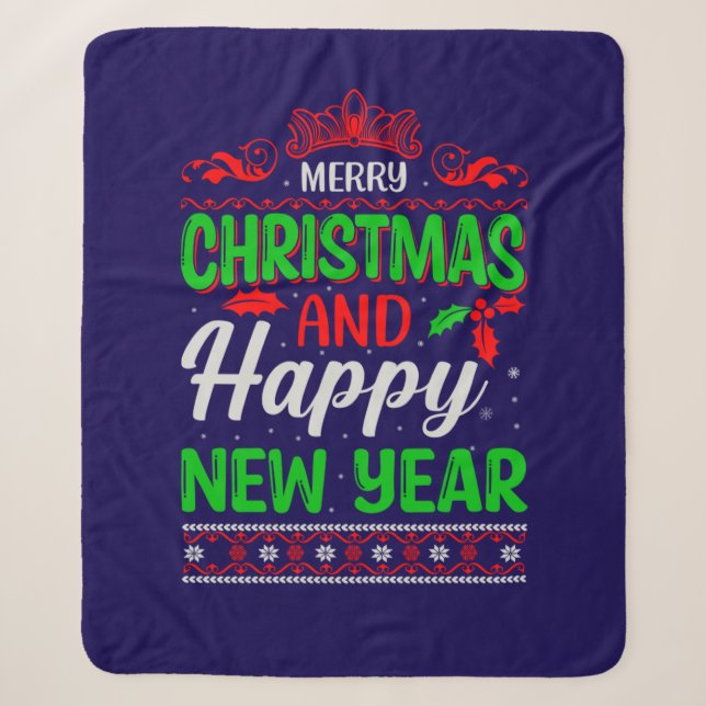 Couverture Sherpa Joyeux Noël Et Joyeux Nouvel An-61064 (Devant)