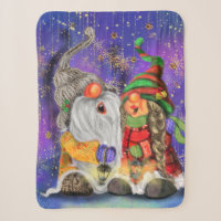 Joyeux Noël Gnome Baby Sherpa Blanket