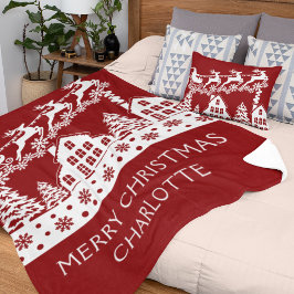 Couverture Sherpa Joyeux Noël Père Noël Winter Snowflakes Nom