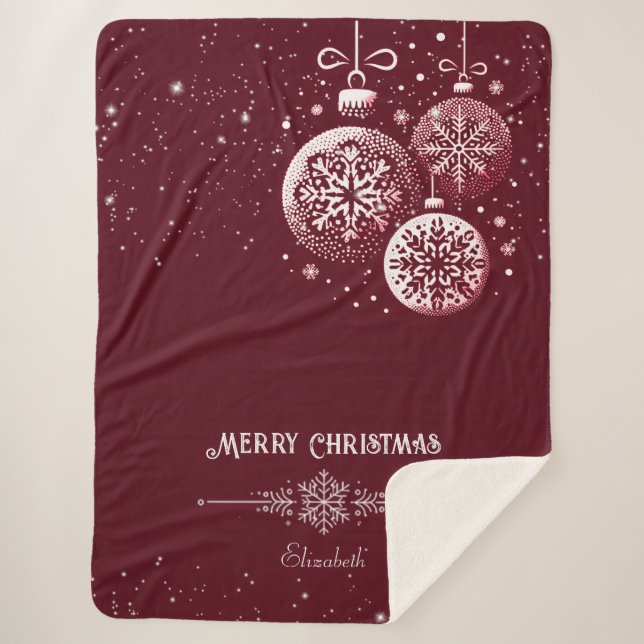 Couverture Sherpa Joyeux Noël Snowflake Ornements (Devant)