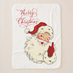 Couverture Sherpa Joyeux Noël vintage Père Noël famille ho vacances