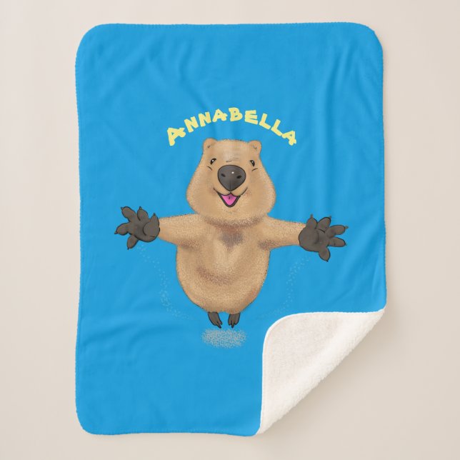 Couverture Sherpa Joyeux sauter quokka dessin animé (Devant)