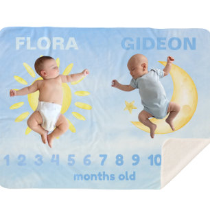 Couverture Sherpa Jumelage personnalisable Jalon Sun Moon Bébé couve