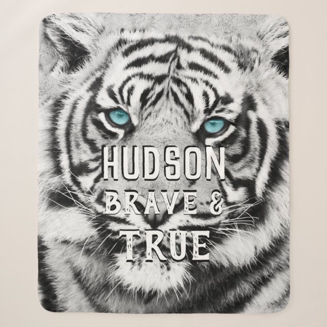 Couverture Sherpa Jungle Nursery Bengale Tiger Blue Eyes Motif (Devant)
