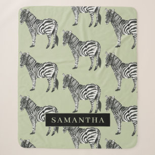 Couverture Sherpa Jungle Zebra Wild Motif & Nom personnalisé