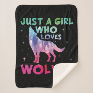 Couverture Sherpa Juste une fille qui aime les loups aquarelle