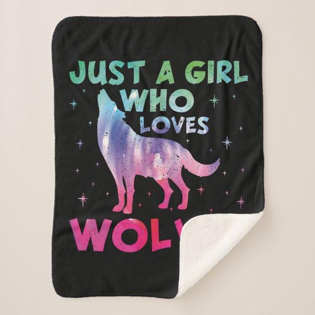 Couverture Sherpa Juste une fille qui aime les loups aquarelle (Devant)