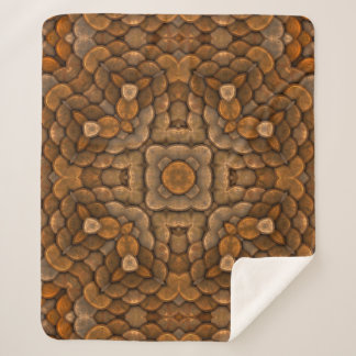 Couverture Sherpa Kaleidoscope Brown Rustique Vintage Fractal