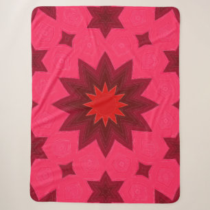 Couverture Sherpa Kaleidoscope Rose Vibrant en Étoiles