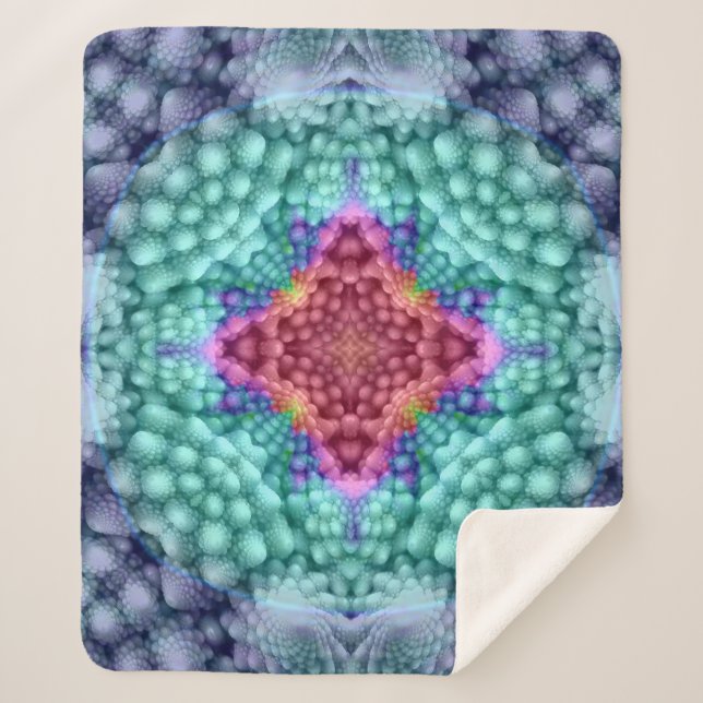 Couverture Sherpa Kaléidoscope vintage   bleu super de fractale (Devant)