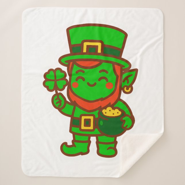 Couverture Sherpa Kawaii Lucky Leprechaun (Devant)