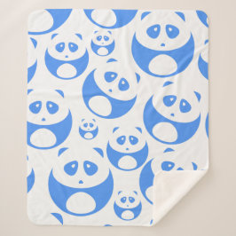 Couverture Sherpa Kawaii Panda bébé bleu et blanc modèle