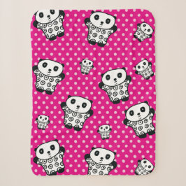 Couverture Sherpa Kawaii Panda moderne ours rose fille Pointe Polka