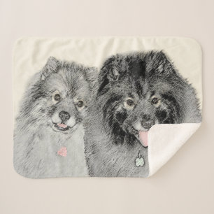 Couverture Sherpa Keeshond Maman et Son Peinture - Art Chien origina