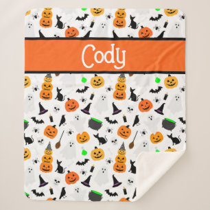 Couverture Sherpa Kid Halloween Ghost Citrouille Black Chat Personna