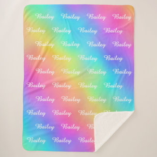 Couverture Sherpa Kids Cute And Vibrant Rainbow Themed Name Blanket