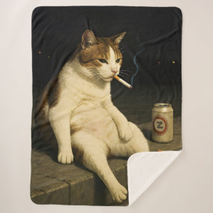 Couverture Sherpa Kitty Chaton Fumé Drôle Mème Chat Génération Z