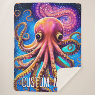 Couverture Sherpa Kraken Octopus avec nom personnalisé