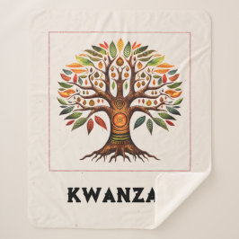 Couverture Sherpa Kwanzaa Arbre Africain Moyen Hérpa Blanche