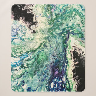 Couverture Sherpa La Laguna peinture bleu turquoise blanc noir