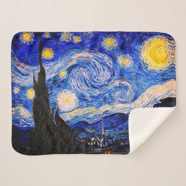 Couverture Sherpa La Nuit étoilée de Vincent Van Gogh (Devant (Horizontal))