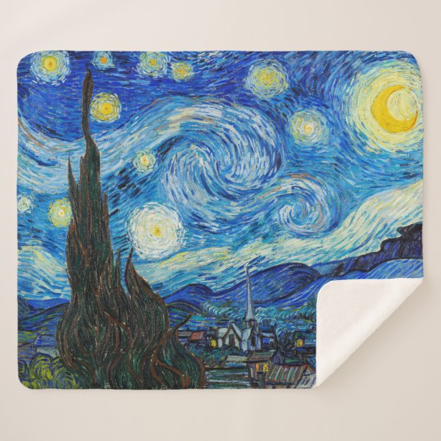 Couverture Sherpa La nuit étoilée | Van Gogh | (Devant (Horizontal))