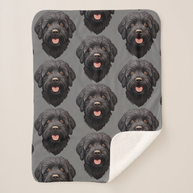 Couverture Sherpa Labradoodle Chien noir (Devant)
