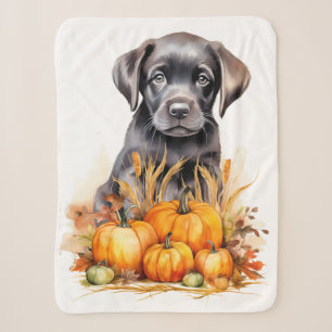 Couverture Sherpa Labrador Retriever Puppy Automne Citrouille Amoure