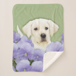 Couverture Sherpa Labrador Retriever Puppy Painting Original Chien A