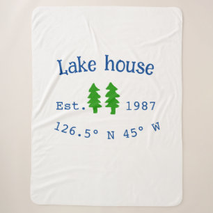 Couverture Sherpa Lake house et. Date année coordonnées personnalisé