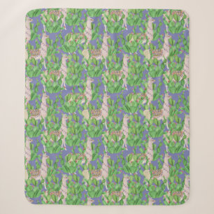 Couverture Sherpa Lama d'aquarelle et motif de Catus