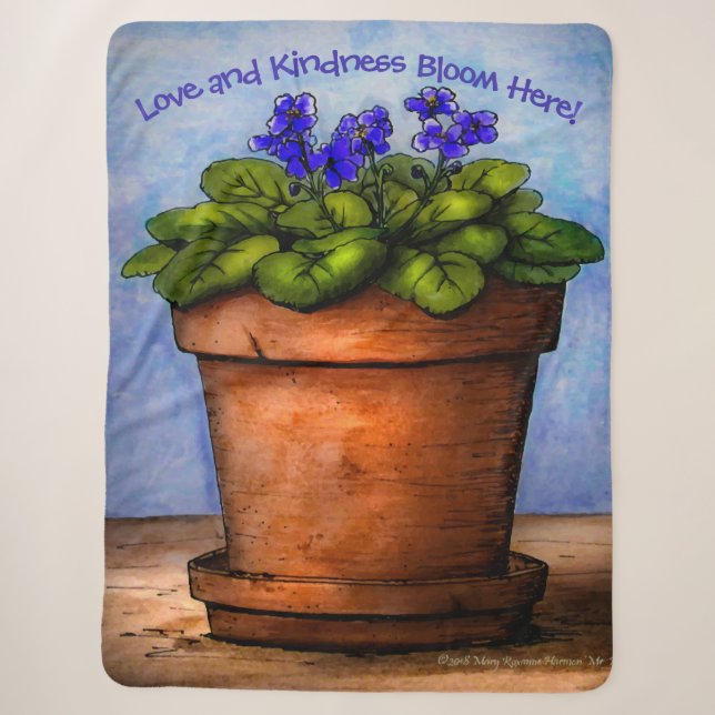 Couverture Sherpa L'amour fleurit ici Violet Floral (Devant)