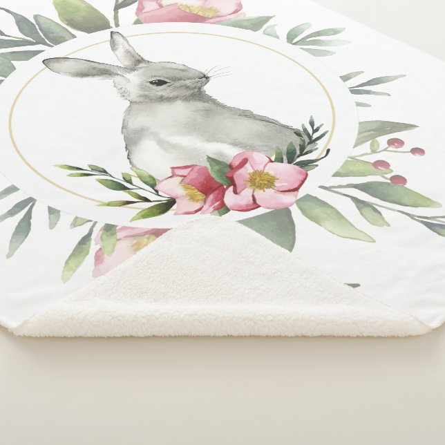 Couverture Sherpa Lapin de Pâques Floral (3/4)