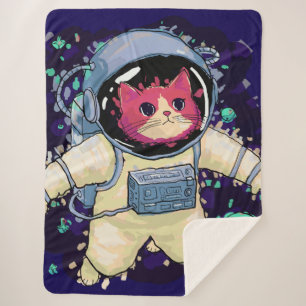 Couverture Sherpa L'astronaute Chat coloré