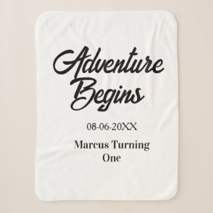 Couverture Sherpa L'aventure commence 1er anniversaire nom date simp