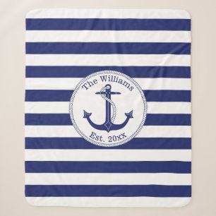 Couverture Sherpa Le bleu marine nautique d'Ancre barre le nom de