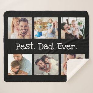 Couverture Sherpa Le Collage photo de Best Dad Ever 6 en noir et bla