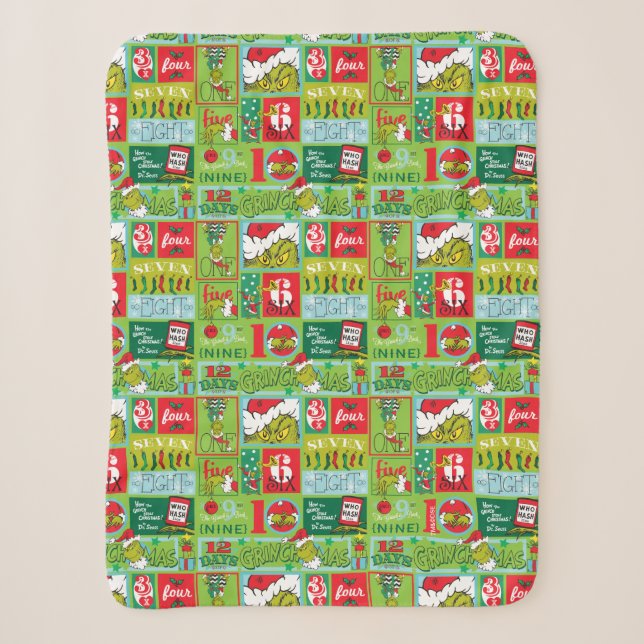 Couverture Sherpa Le Grinch | 12 Jours de Motif Grinchmas (Devant)