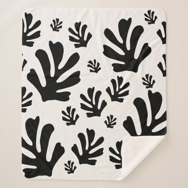 Couverture Sherpa Le Jardin 02 Botanique Noir Blanc Feuille moderne (Devant)