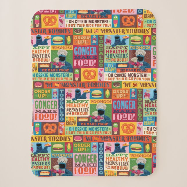 Couverture Sherpa Le Motif de camion Foodie de Cookie Monster (Devant)