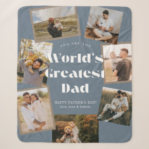 Couverture Sherpa Le plus grand papa du monde bleu 7 Collage de phot