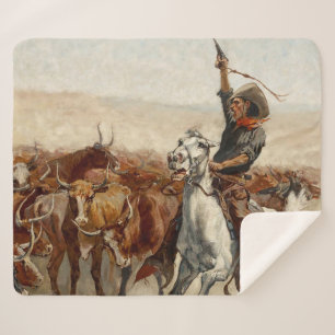 Couverture Sherpa Le Roundup Western Art par Frederic Remington