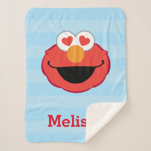 Couverture Sherpa Le visage souriant d'Elmo   Ajouter Votre Nom