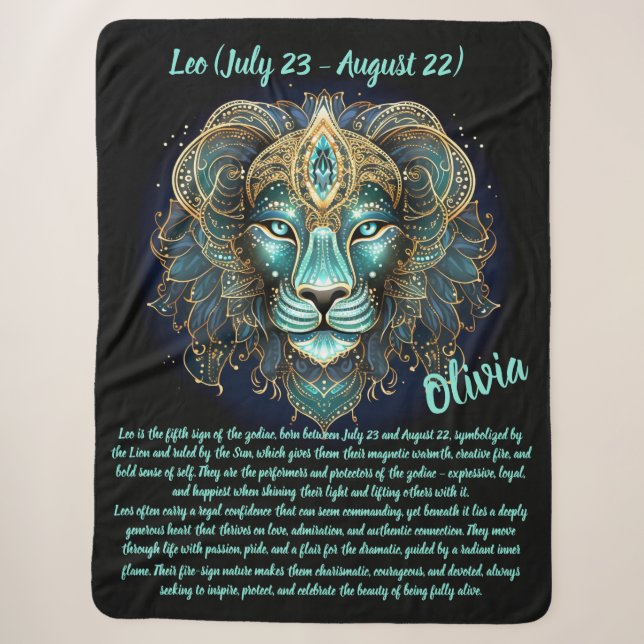 Couverture Sherpa Leo Zodiac – Radiant Strength and Solar Majesty (Devant)