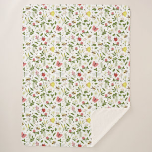 Couverture Sherpa Les abeilles Ladybugs et Butterflies